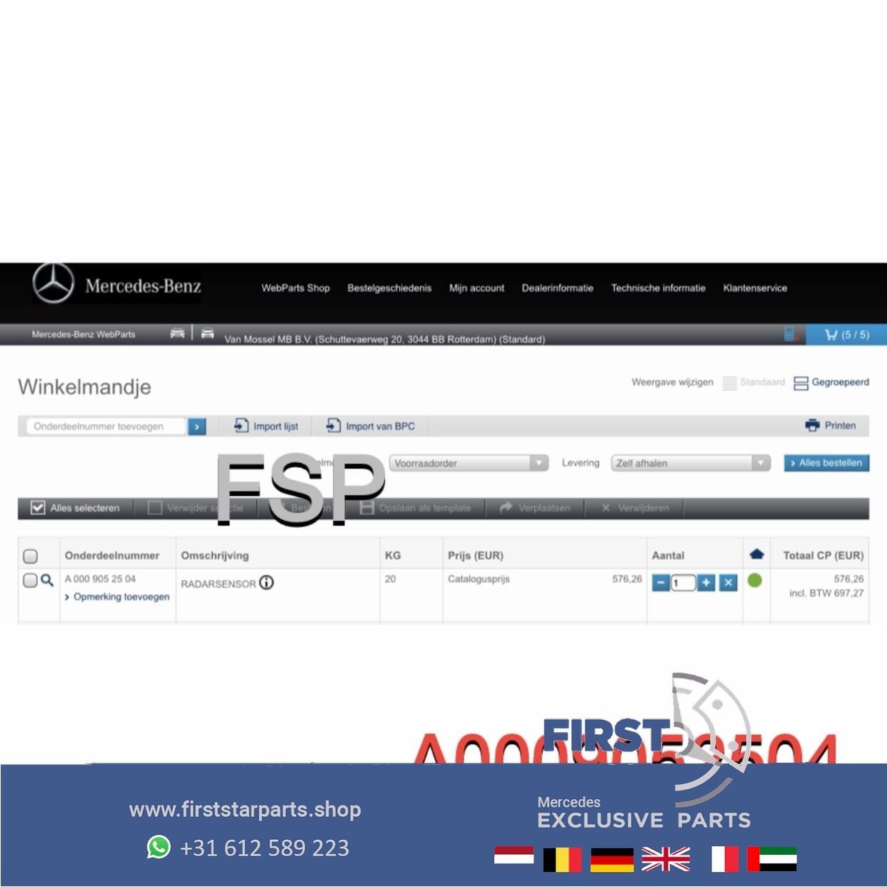 A0009052504 RADARSENSOR Mercedes A B C CLA E GLA GLC KLASSE, Auto-onderdelen, Gebruikt, -, -, Ophalen of Verzenden