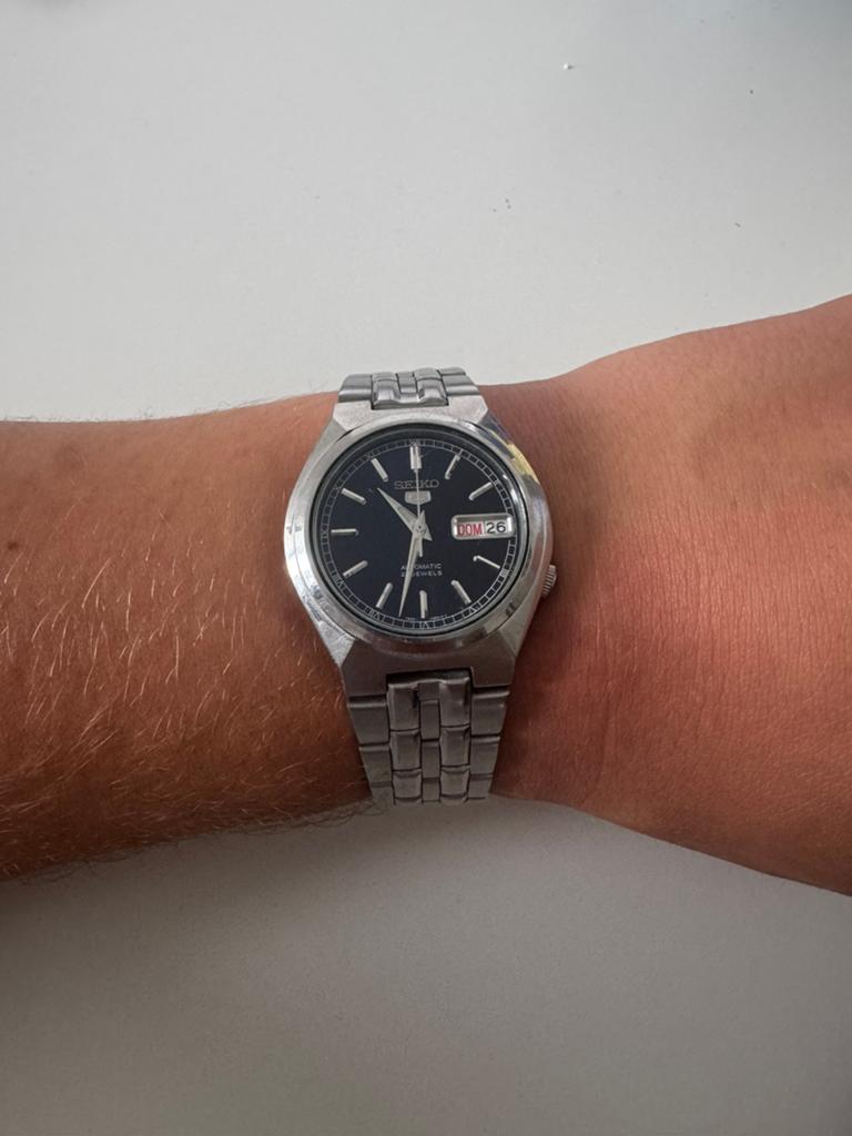 Seiko 5 Automatic SNK307K2 – Blauwe Dial – 21 Jewels, Montre-bracelet, Seiko, Enlèvement, Acier