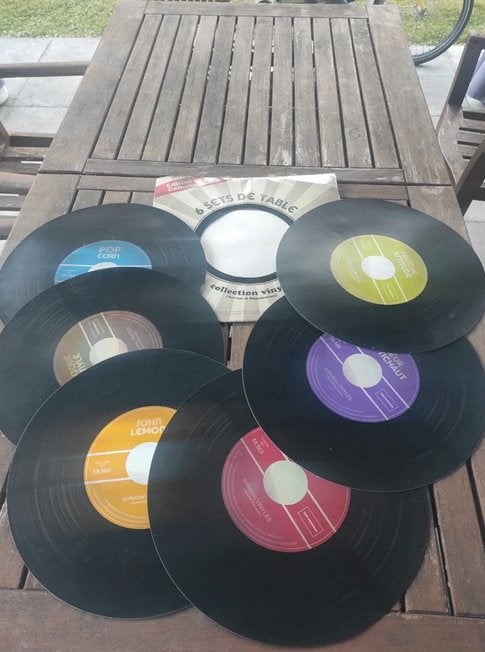 Set van 6 vinyl record platen placemats onderleggers, Maison & Meubles, Cuisine | Linge de cuisine, Lavable, Set de table, Enlèvement