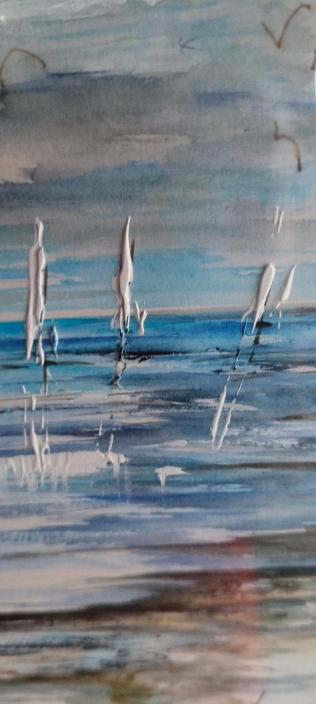 cadre avec peinture, impression de J Deletoitte, Enlèvement, Encadré, Maritime / eau