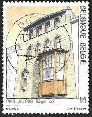 1 Postzegel Huis Jaspar in Luik België 1995, Enlèvement ou Envoi, Affranchi, Oblitération 1er jour, Autre