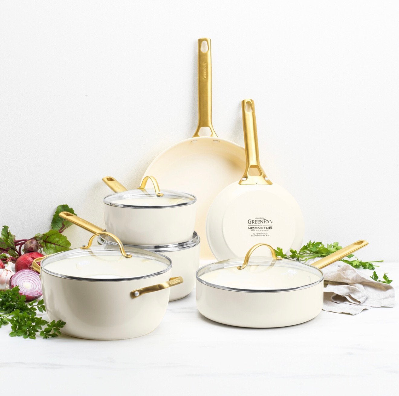 Greenpan Batterie de cuisine Padova Reserve Crème 10 pièces, Maison & Meubles, Enlèvement ou Envoi
