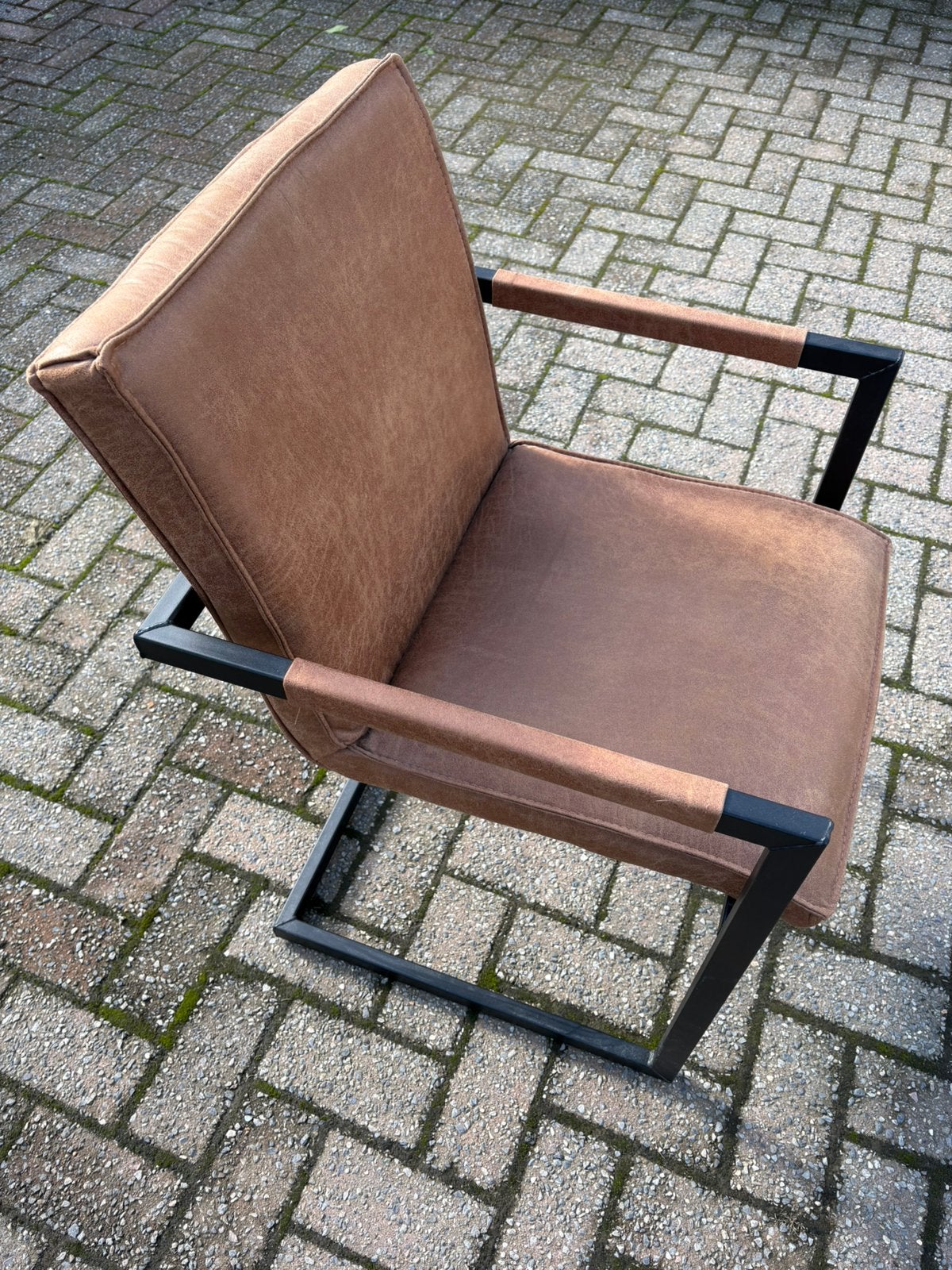 6x echt kalfslederen eetkamerstoelen, Ophalen, Zo goed als nieuw, Bruin, Leer