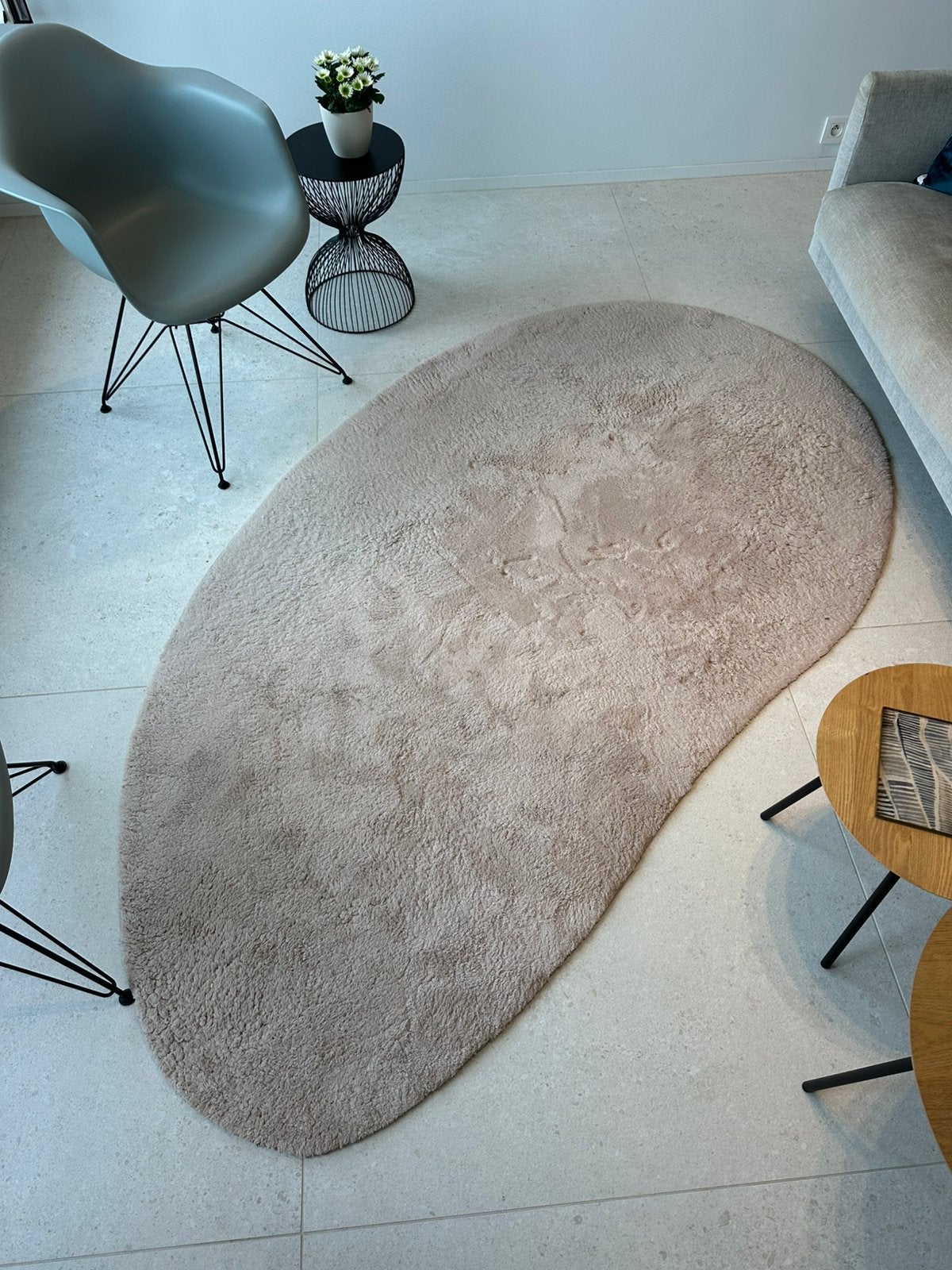 Zandkleurig organisch tapijt, Ophalen, 100 tot 150 cm, Beige, 200 cm of meer