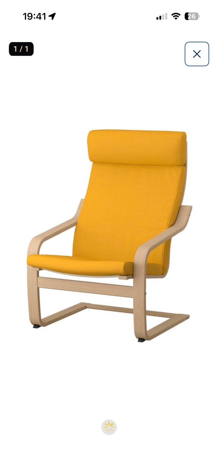 POÄNG Fauteuil, wit gelazuurd eikenfineer/ Skiftebo geel, Enlèvement, Comme neuf