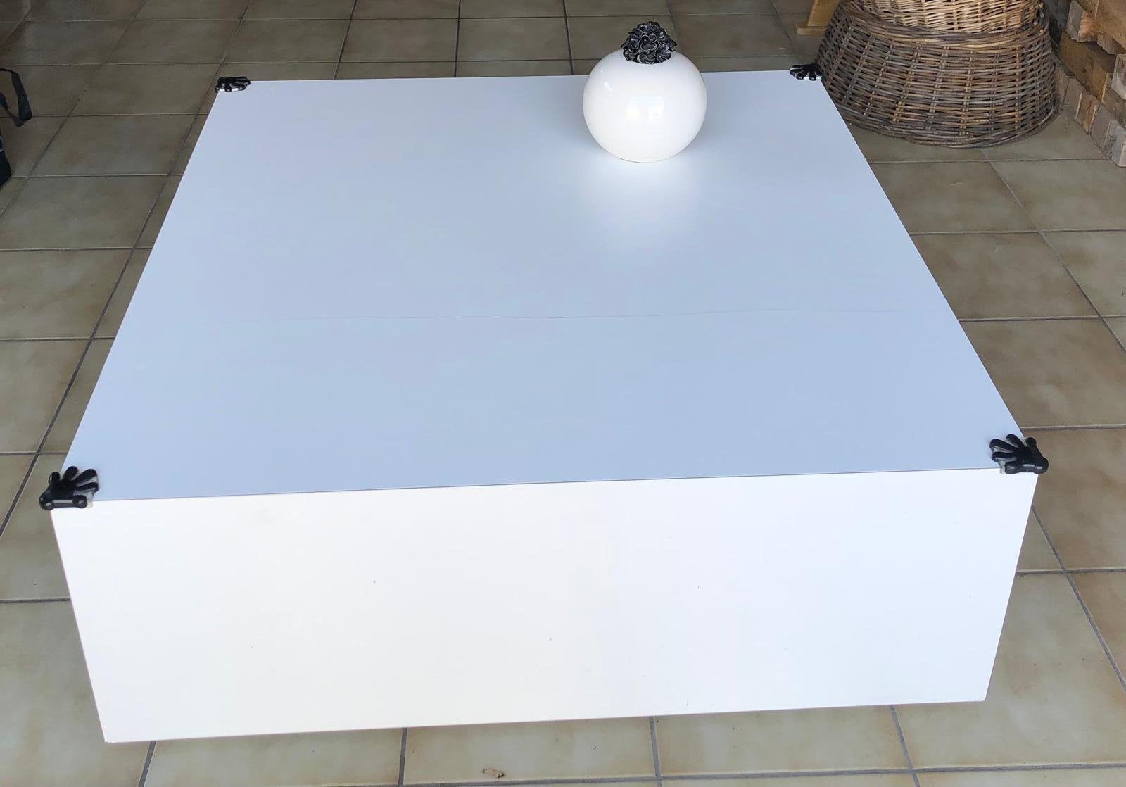 Salontafel strak wit 1m x 1m, Huis en Inrichting, Ophalen, Overige materialen, Strak modern, Gebruikt
