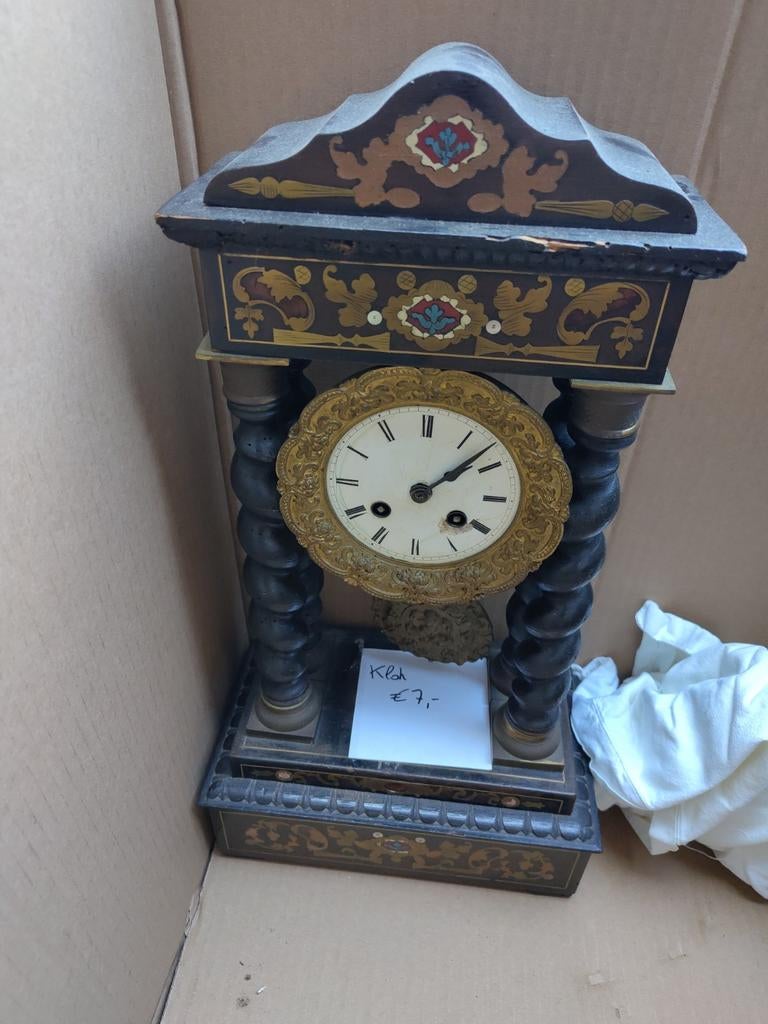 Antieke Franse schouwklok – Napoleon III stijl – met slinger, Antiek en Kunst, Ophalen