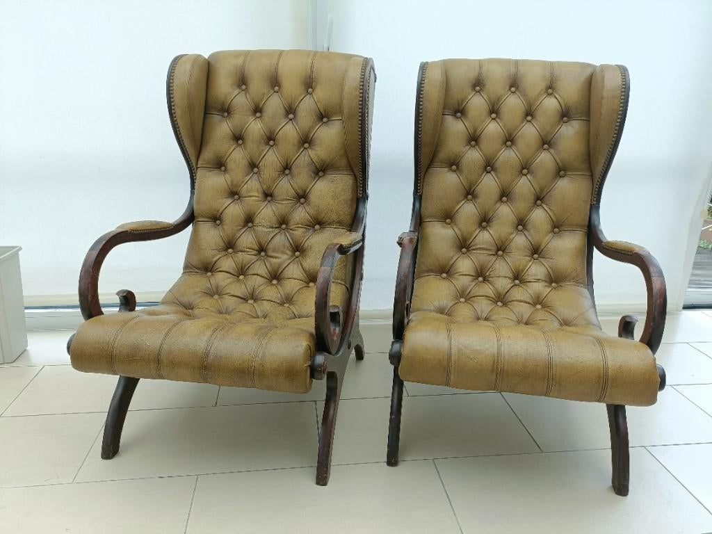 Chesterfield style olijf groene oorzetels, Ophalen