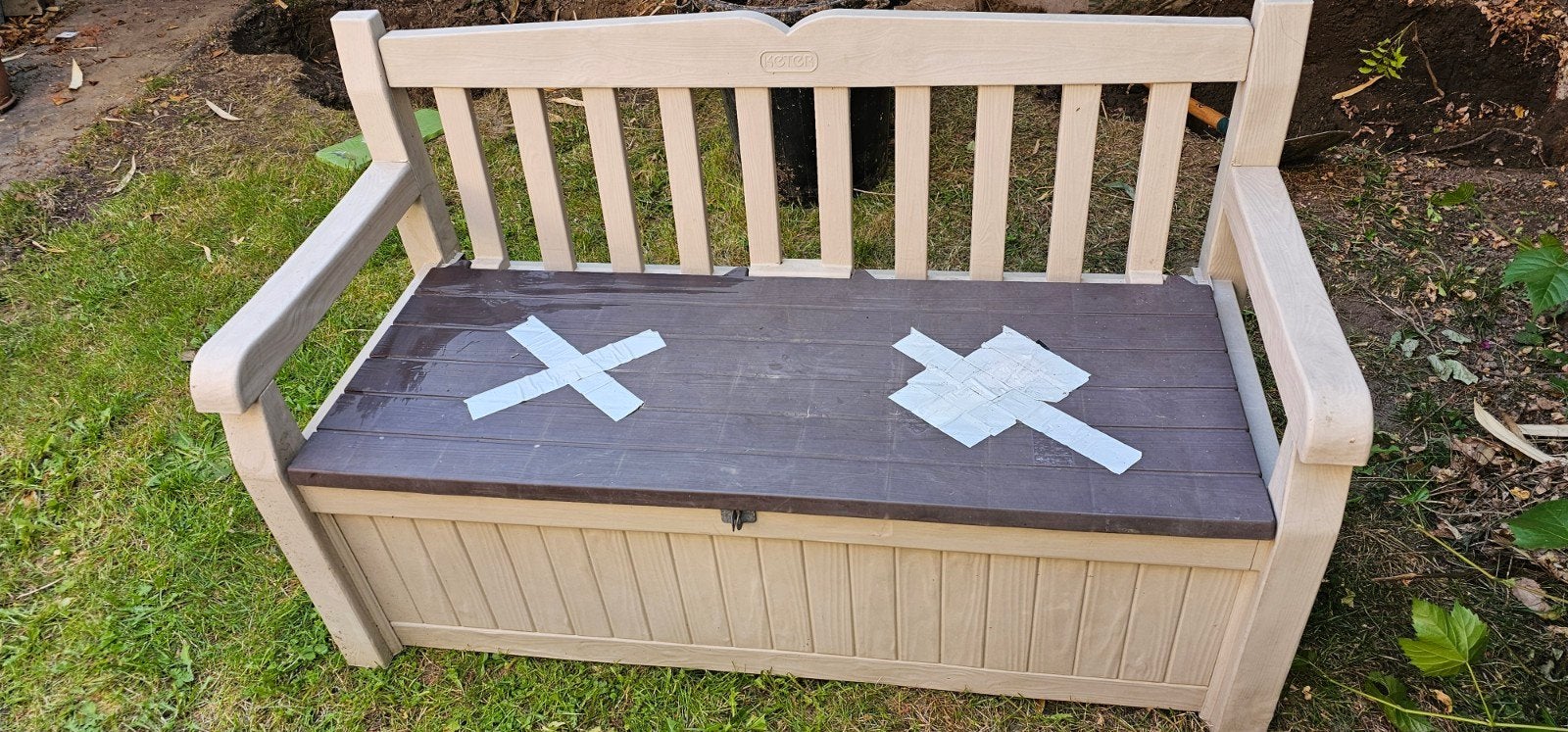 Banc avec rangement à donner, Jardin & Terrasse, Enlèvement, Utilisé