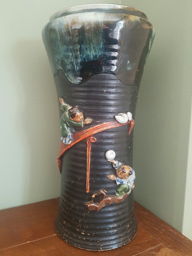 Zeldzame Antieke Japanse Sumida Vaas ( 29 cm ), Antiquités & Art, Antiquités | Vases, Enlèvement ou Envoi