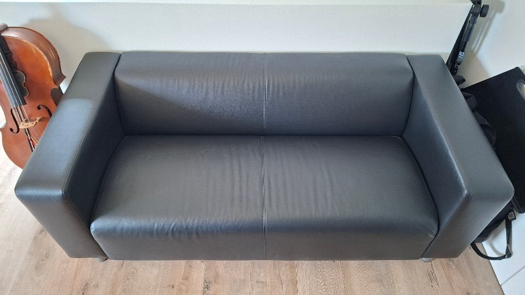 IKEA Klippan 2-zit zwart, Maison & Meubles, 75 à 100 cm, 150 à 200 cm, Comme neuf, Synthétique