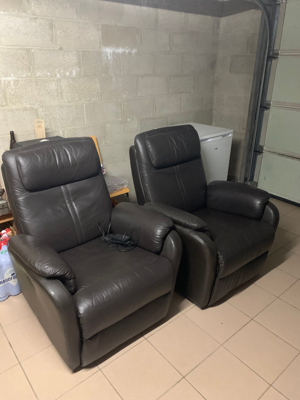 Lot de deux fauteuils avec relax électrique, Maison & Meubles, Fauteuils, Enlèvement, Comme neuf, Cuir