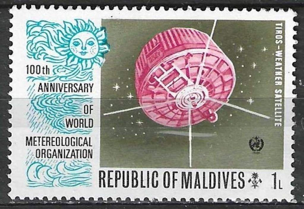 Maldiven 1973 - Yvert 436 - 100 Jaar W.M.O. - 1 l. (PF), Verzenden, Postfris