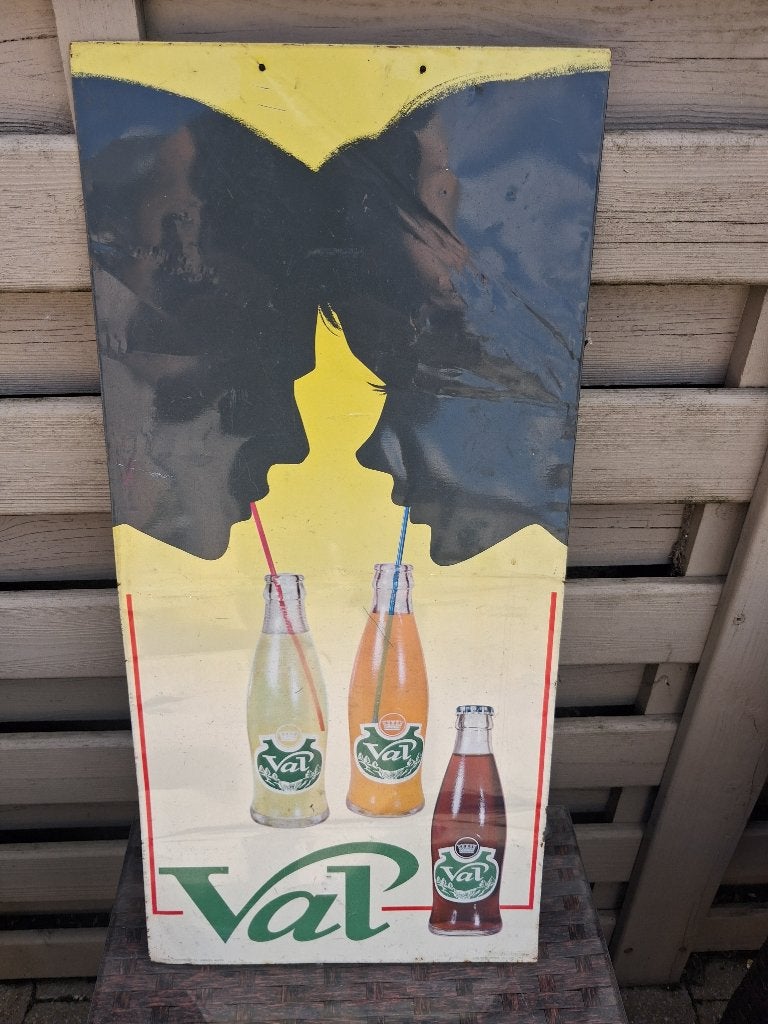 Oud reclamebord VAL LIMONADEN  .512/1090/1965..., Ophalen of Verzenden, Gebruikt, Reclamebord