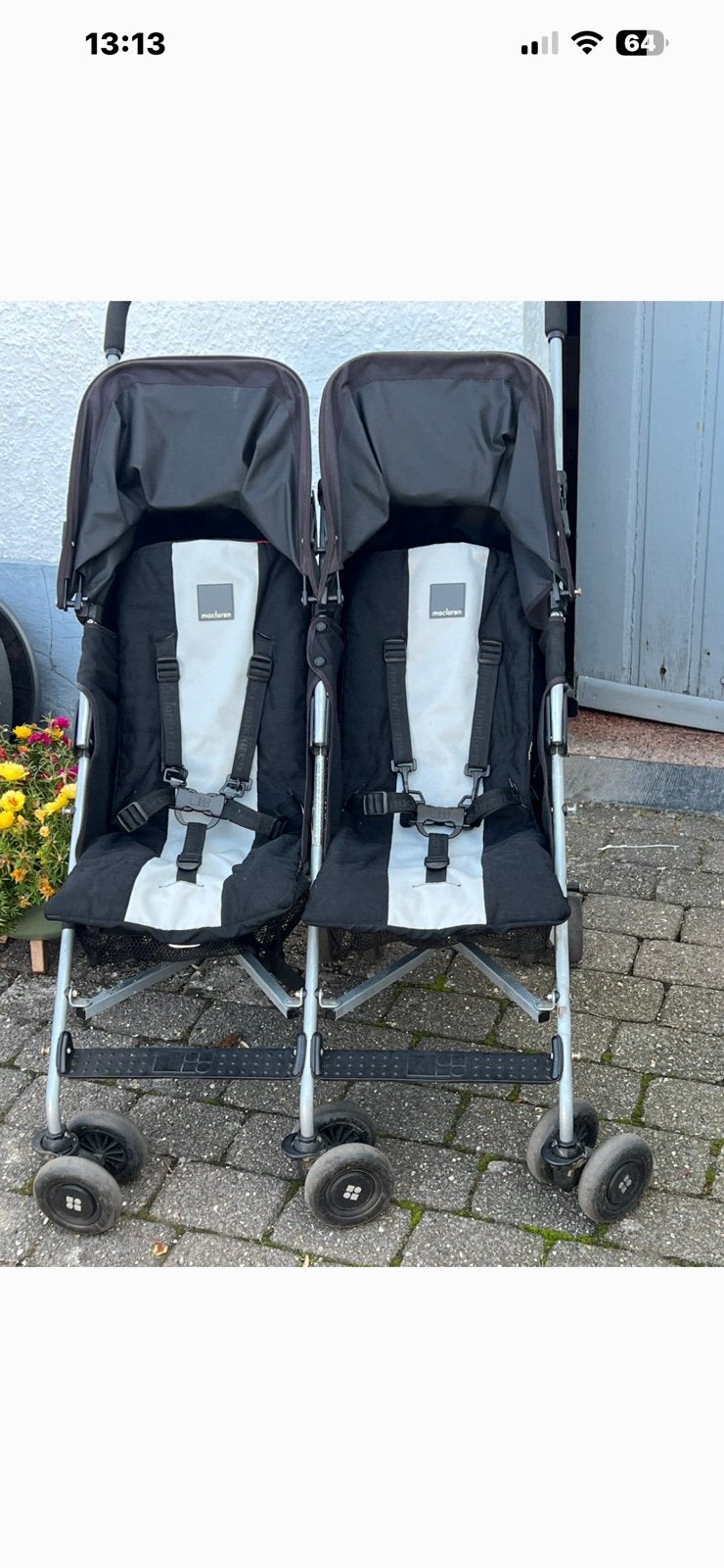 Dubbele kinderbuggy, Ophalen, Gebruikt