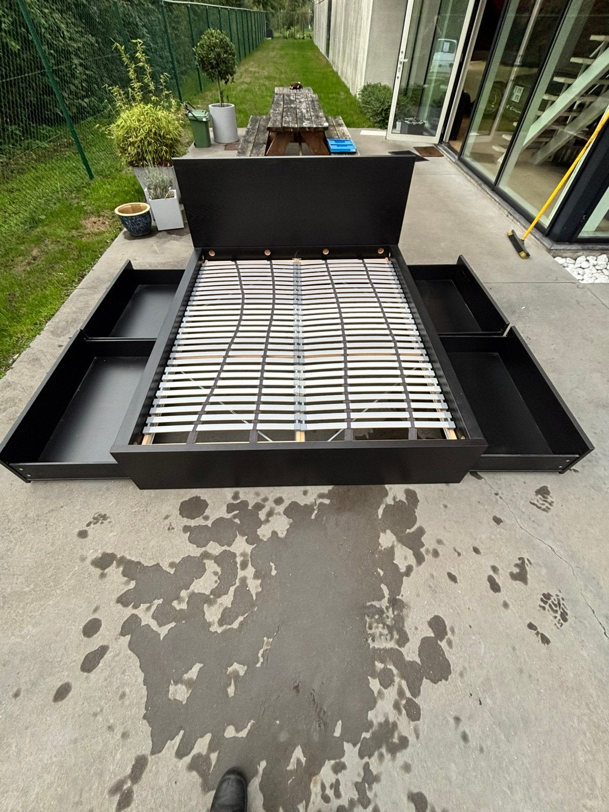 IKEA BED MET 4 VAKKEN, Ophalen, Gebruikt, Zwart, Tweepersoons