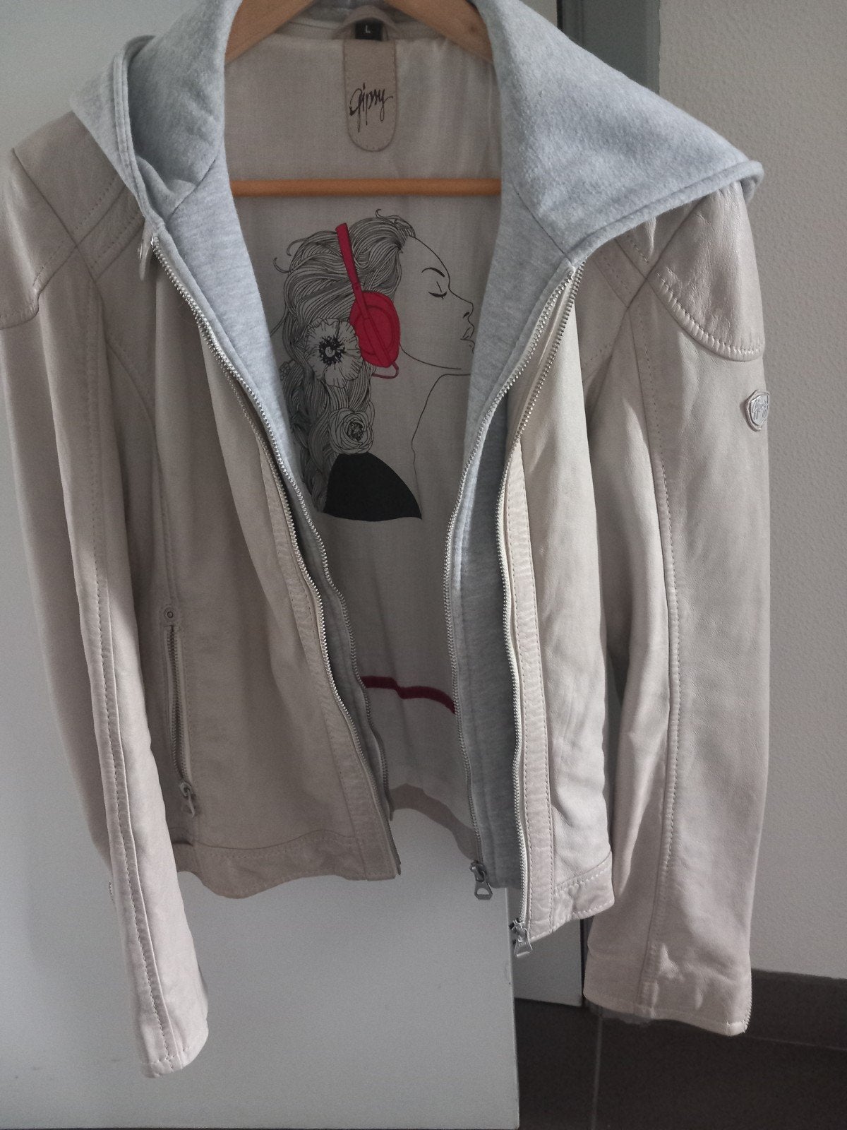 leder jas met kap, Kleding | Dames, Gipsy, Ophalen, Maat 38/40 (M), Beige