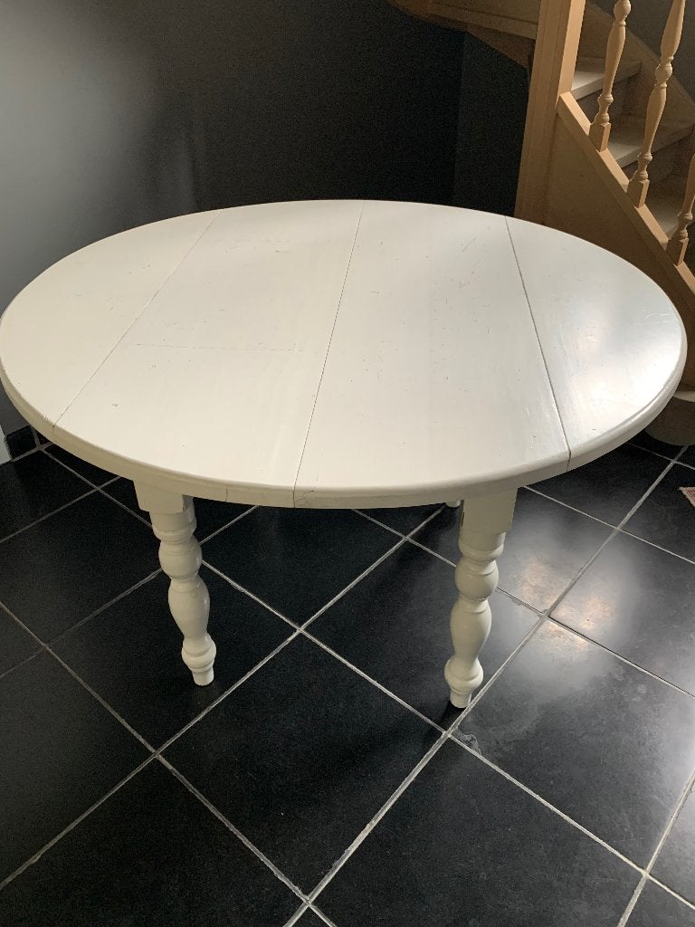 Ronde tafel - Diameter 120 cm + 2 verlengstukken, Ophalen, Gebruikt, 100 tot 150 cm, Rustiek