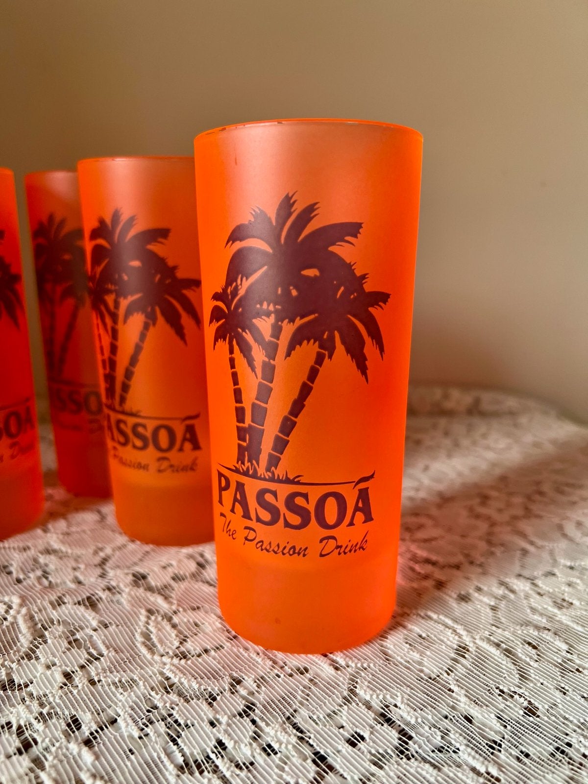 Set van 4 longdrink cocktailglazen Passoa Orange zeldzaam, Ophalen of Verzenden, Zo goed als nieuw, Overige typen