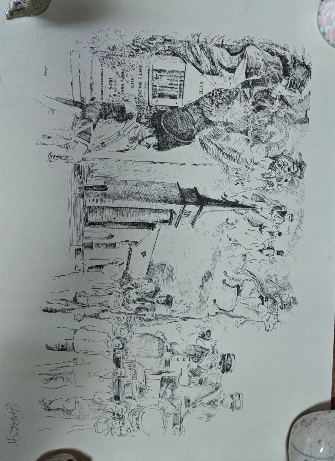 lithographie de la marche sainte Rolande Gerpinnes, Antiquités & Art, Art | Dessins & Photographie, Enlèvement ou Envoi, Dessin