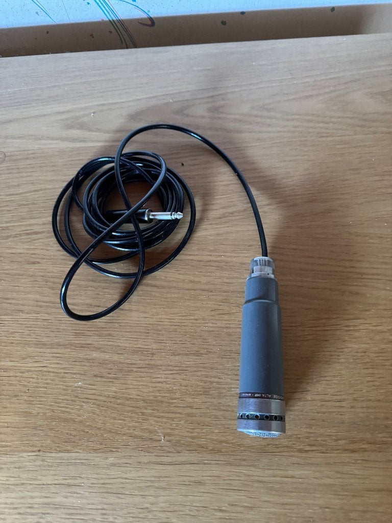 Vintage Geloso Microfoon met Originele Kabel & Jack, Ophalen of Verzenden, Gebruikt, Zangmicrofoon