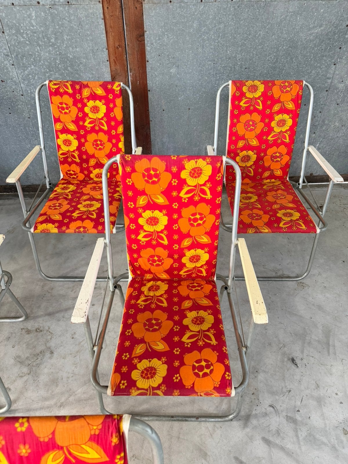 Set van 7 vintage kampeerstoelen, Ophalen