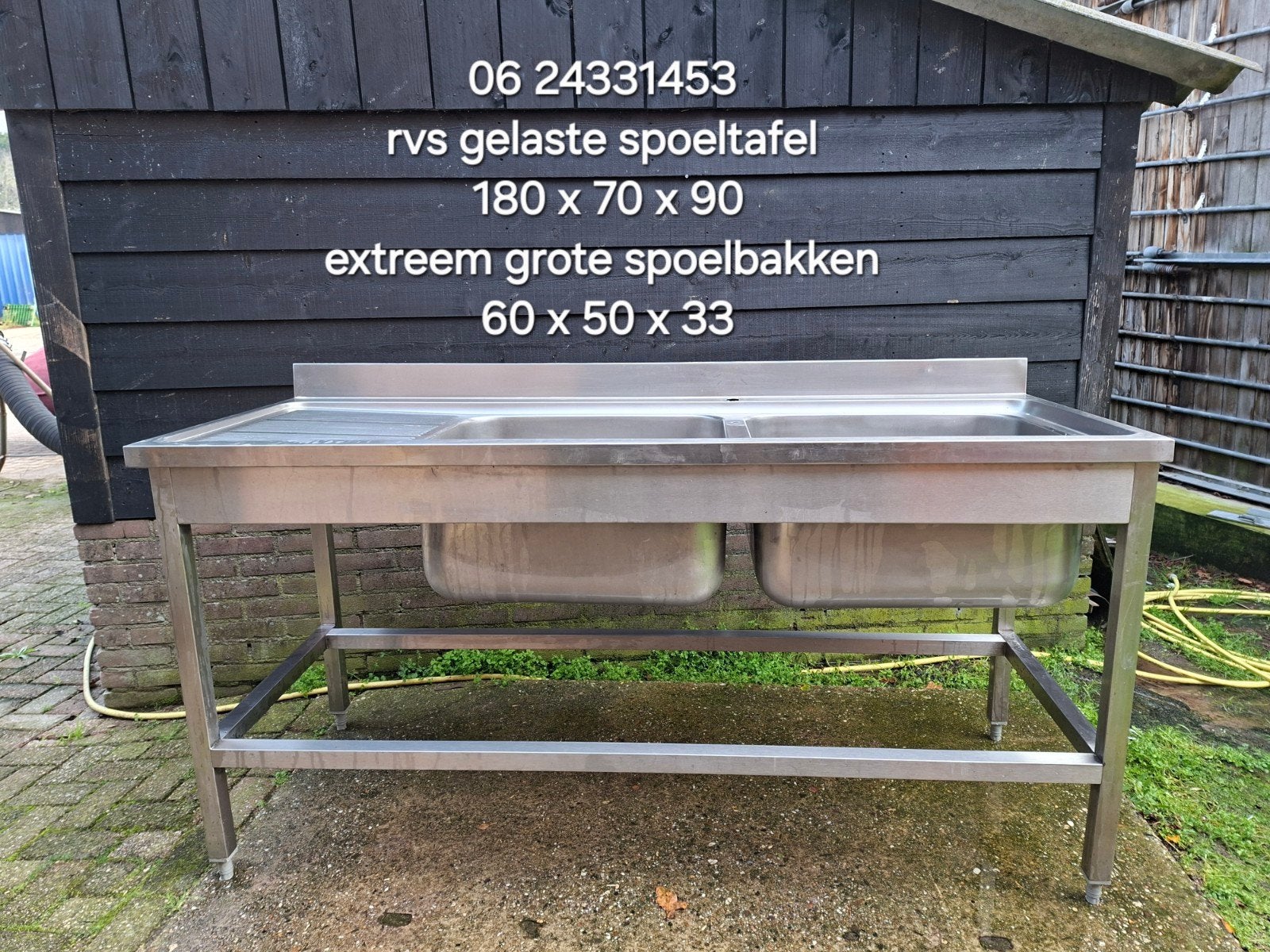 vol rvs gelaste spoeltafel met extreem grote spoelbakken, Ophalen, Zo goed als nieuw, 50 tot 75 cm, 150 tot 200 cm