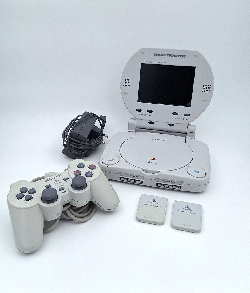 Sony PSOne Console met LCD Screen Thrustmaster XL Werkend, Games en Spelcomputers, Verzenden, Zo goed als nieuw, Met 1 controller