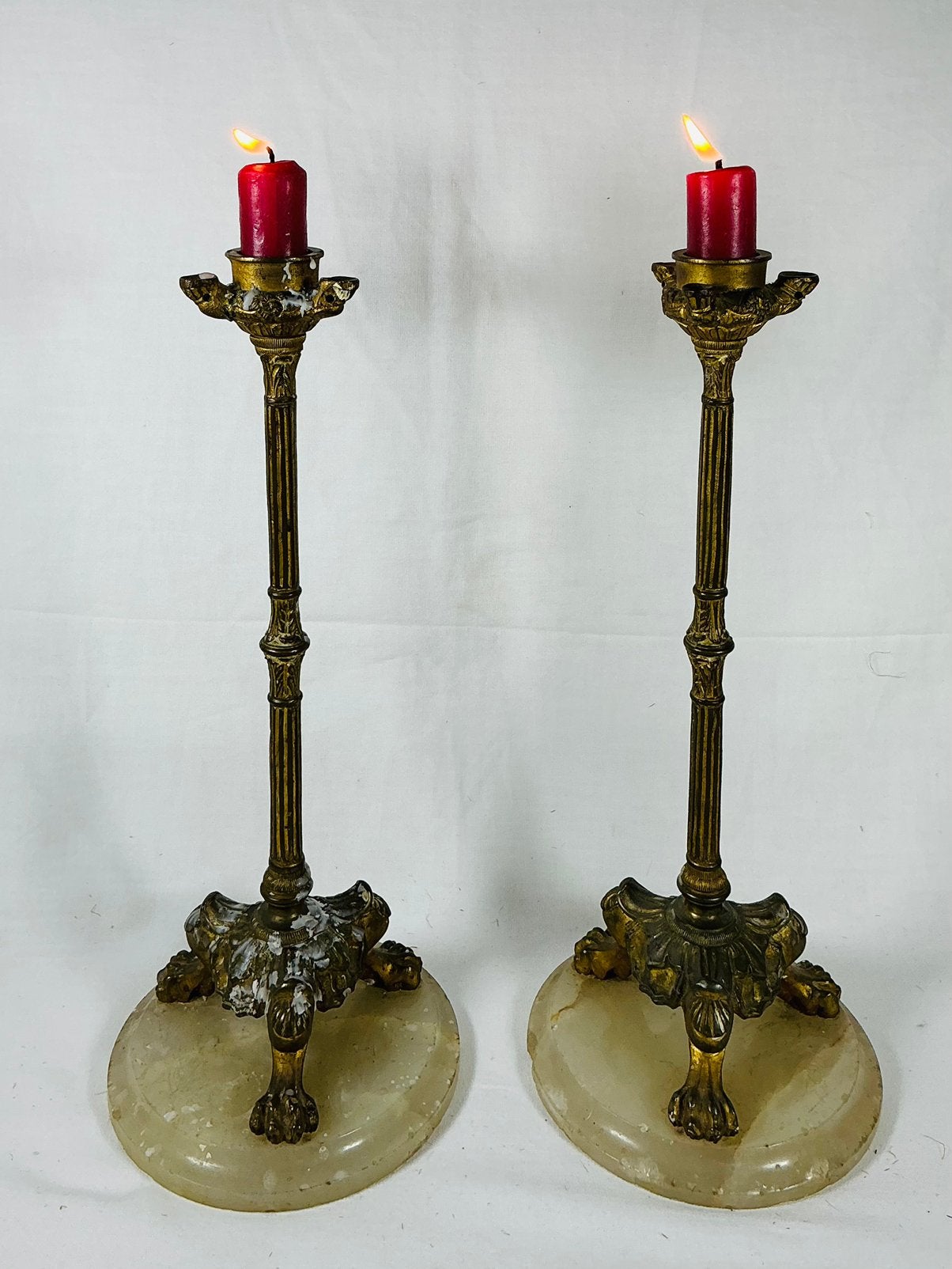 Chandeliers anciens en bronze doré, France, XIXe siècle, Enlèvement ou Envoi, Cuivre ou Bronze