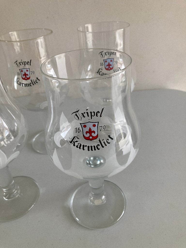 Tripel Karmeliet Glazen, Ophalen of Verzenden, Zo goed als nieuw, Glas of Glazen, Overige merken