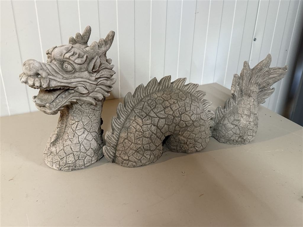 Chinese Draak Beeld - Kunststeen - Geluksbeeld Tuin/Huis, Tuin en Terras, Ophalen of Verzenden, Zo goed als nieuw