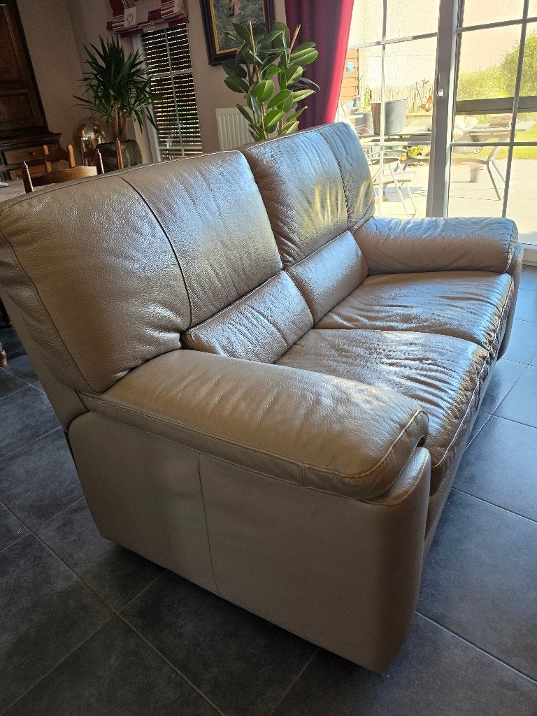 À donner : un fauteuil deux places en cuir véritable, Enlèvement, Utilisé, Cuir