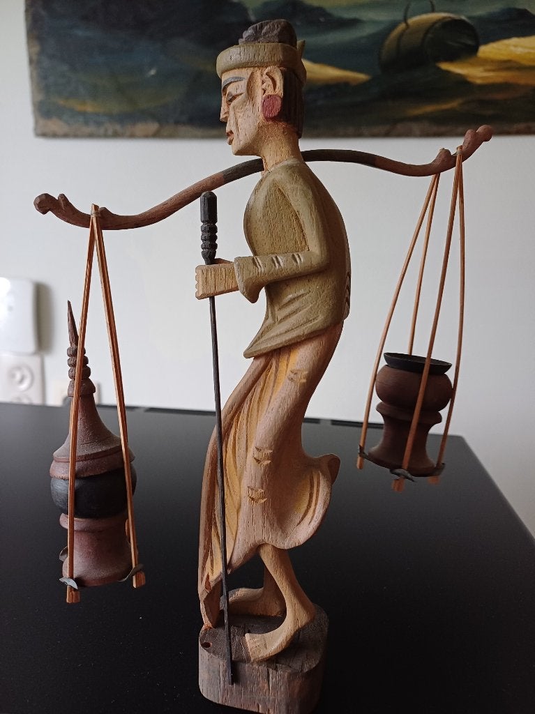 Houten Birmeense waterdrager, Antiek en Kunst, Antiek | Gereedschap en Instrumenten, Ophalen
