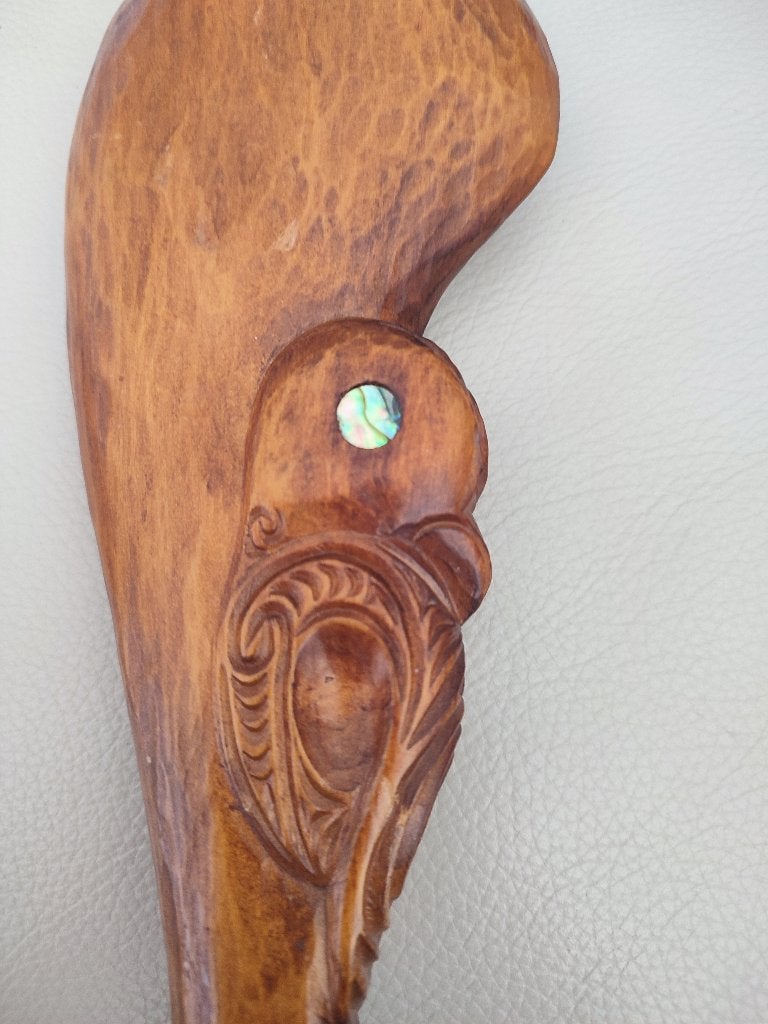 Rare: Patu māori sculpté à la main, avec des yeux de pāua, Enlèvement ou Envoi