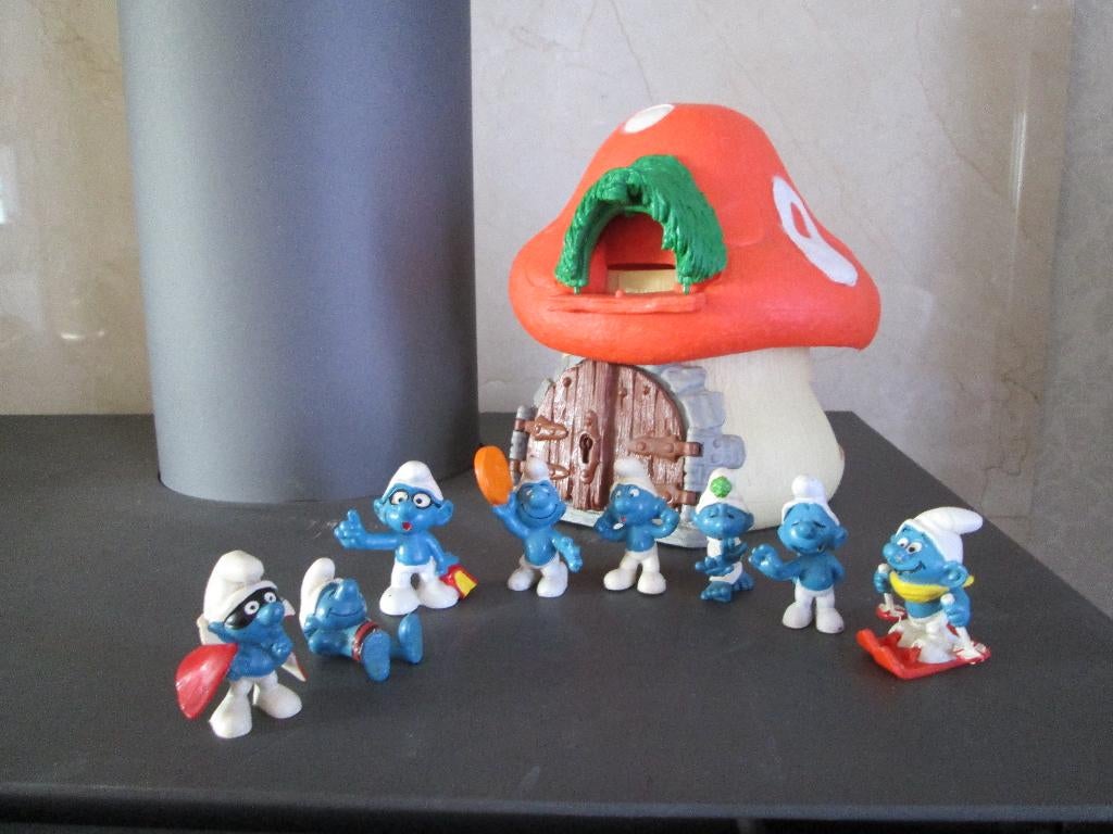 8 smurfen Peyo West Germany en smurfenhuisje, Ophalen of Verzenden, Gebruikt, Verschillende Smurfen, Overige typen
