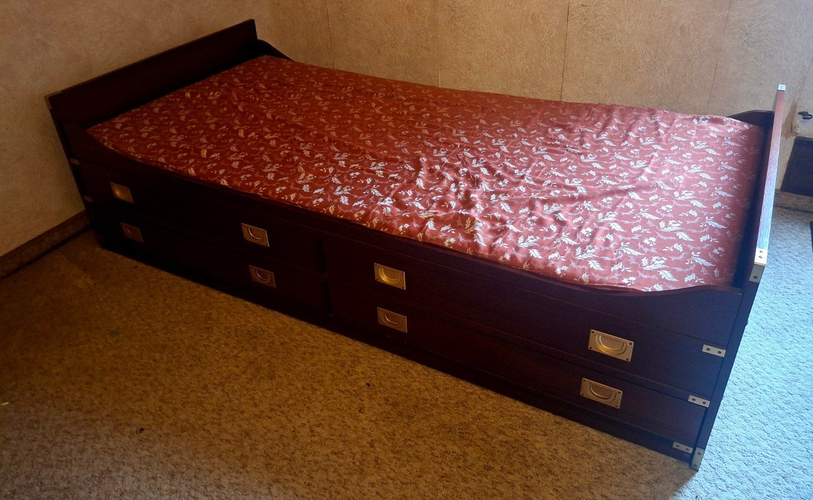 Lit de cabine maritime avec lit pliant, acajou et laiton, Comme neuf, Brun, Enlèvement, 200 cm