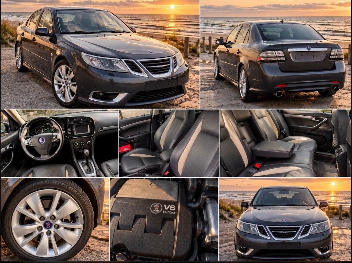 Saab 9-3 2.8 V6 turbo essence, Autos, Cuir, Argent ou Gris, Achat, Noir