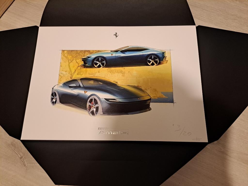 Croquis original de l'étude de conception de Ferrari Amalfi, Enlèvement ou Envoi, Neuf, Voitures