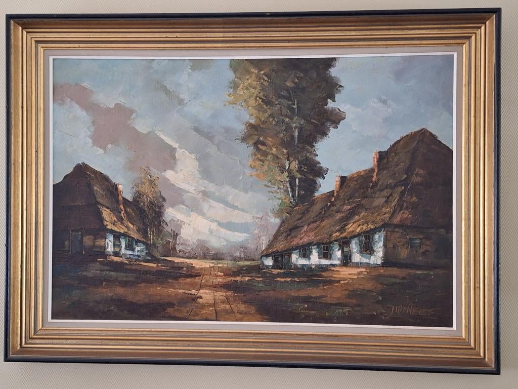 Antiek Schilderij van een hoeve, Antiquités & Art, Enlèvement