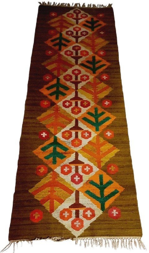Tapis en laine Kilim. 240 cm de long et 80 cm, Antiquités & Art, Enlèvement ou Envoi