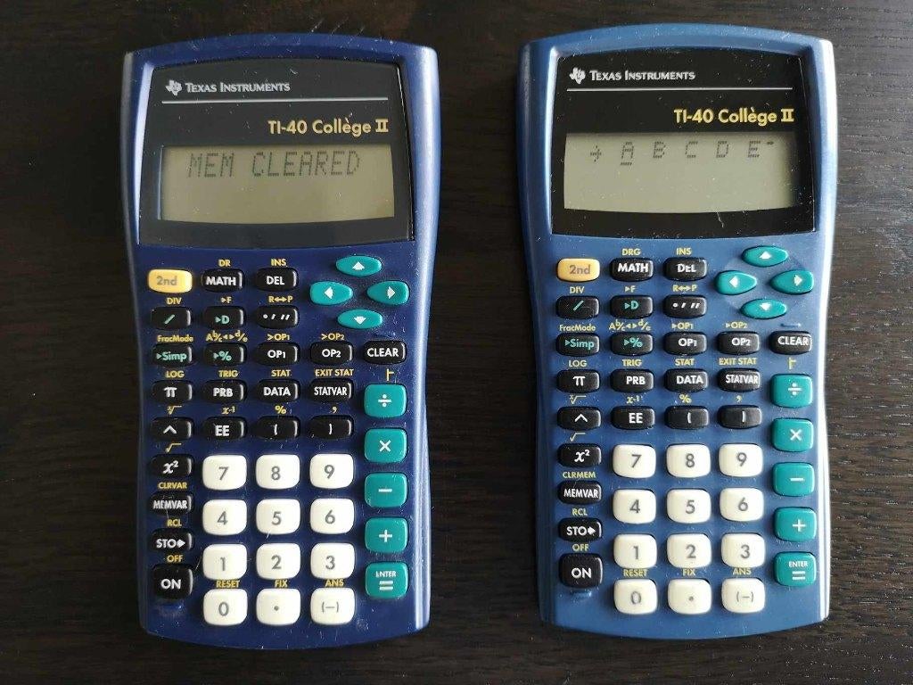 2 x Texas Instruments TI-40 College II Blauw calculator, Ophalen of Verzenden, Zo goed als nieuw