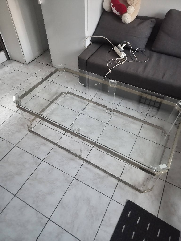 Table basse en verre, Enlèvement, Utilisé, 50 à 100 cm, Rectangulaire