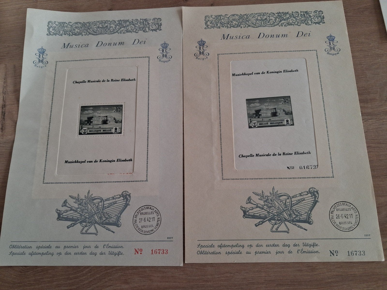 Belgique 1942.Blocs 13/14 Chapelle musicale., Enlèvement ou Envoi