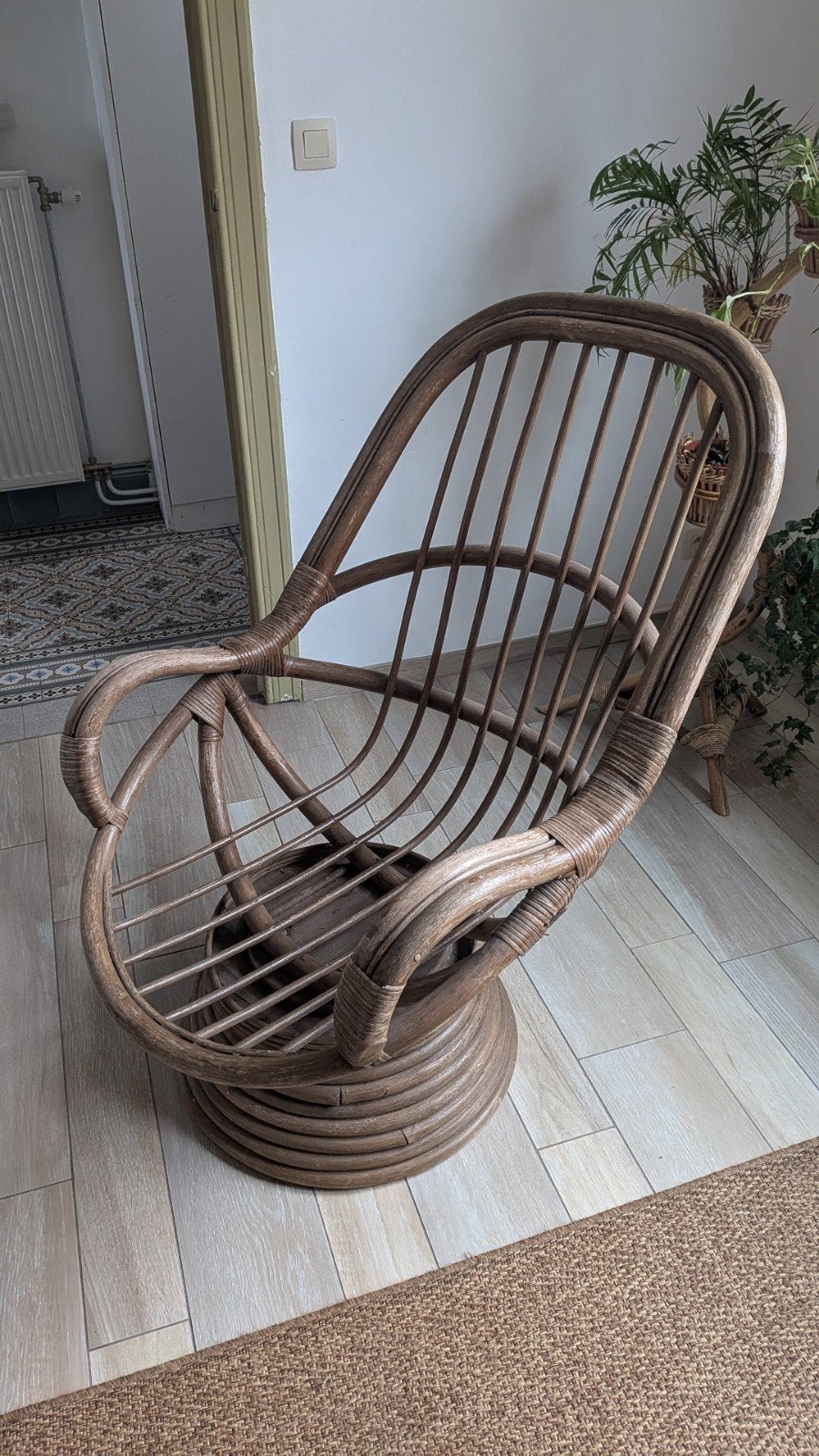 Vintage rotan draai schommel stoel zetel, Ophalen