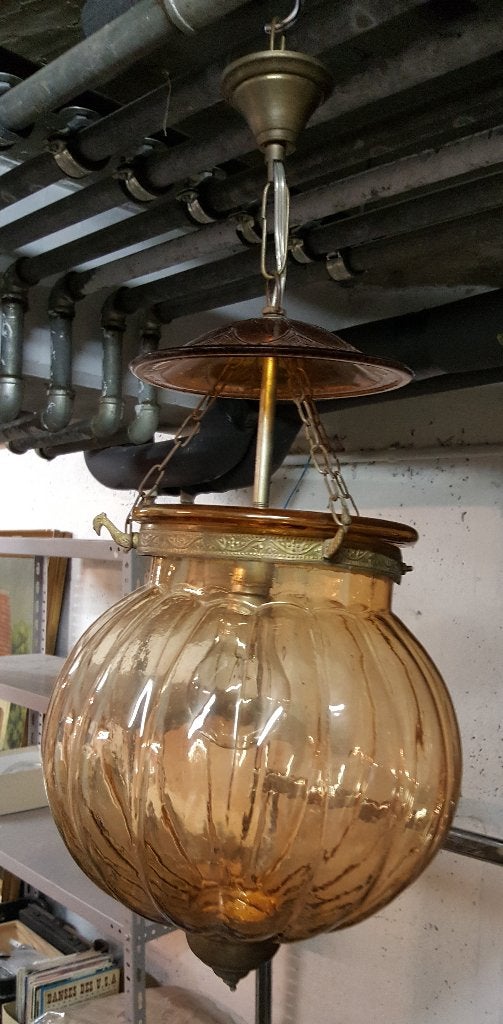 suspension  verre orangé, Ophalen, Gebruikt, Glas, B22 (Bajonetsluiting)