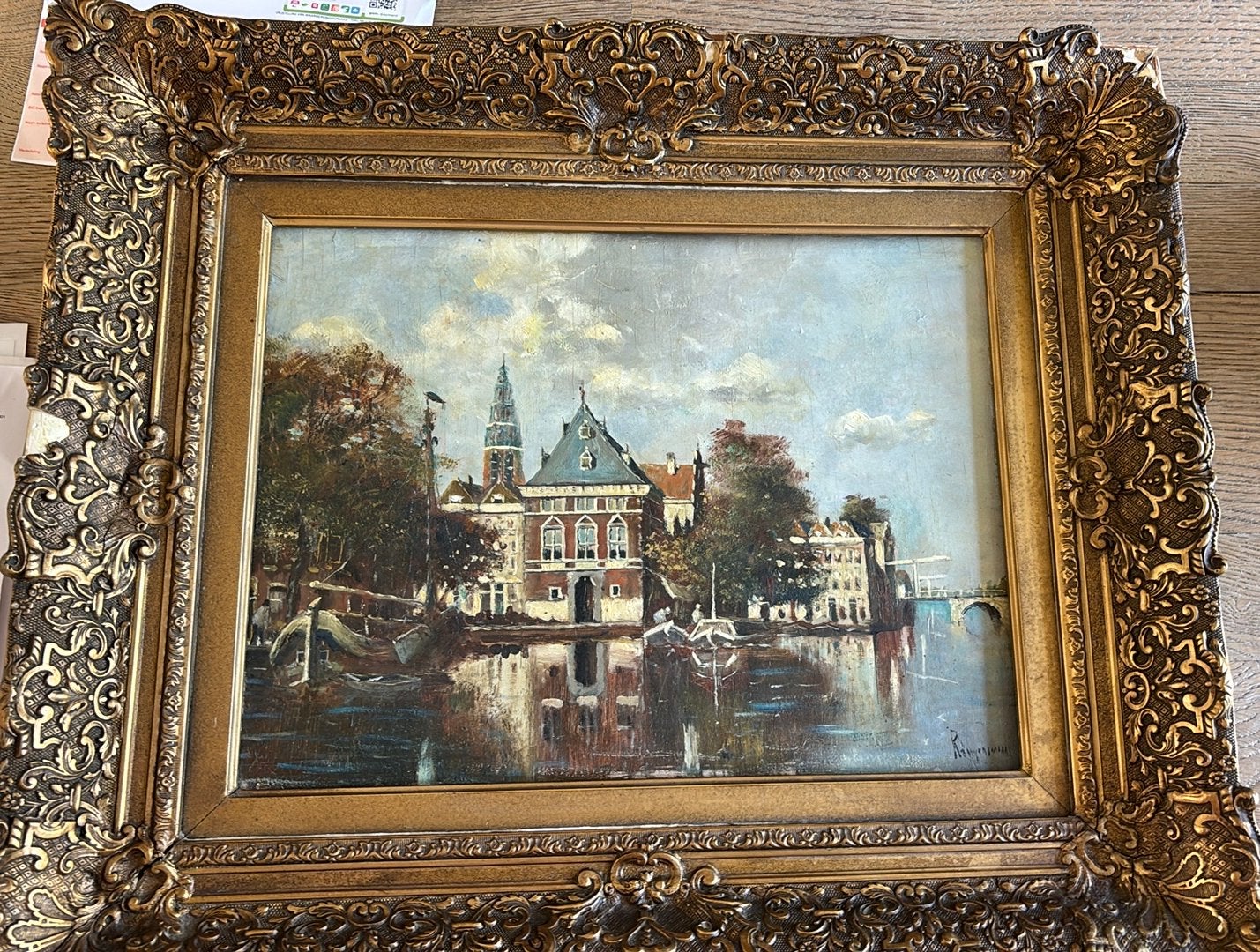 olieverfschilderij Amsterdam op paneel – H.C. Kranenburg, Antiquités & Art, Art | Peinture | Classique, Peinture à l'huile, Panneau