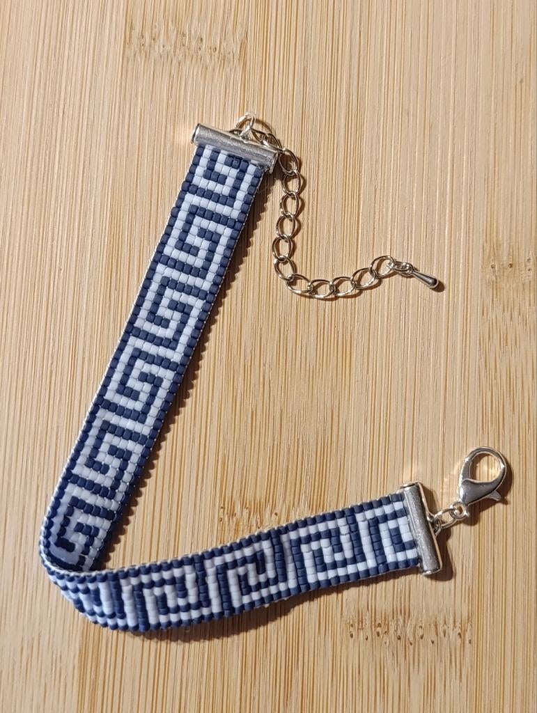 Bracelet femme bleu ajustable tissage de perles, Envoi, Comme neuf, Bleu, Avec bracelets à breloques ou perles