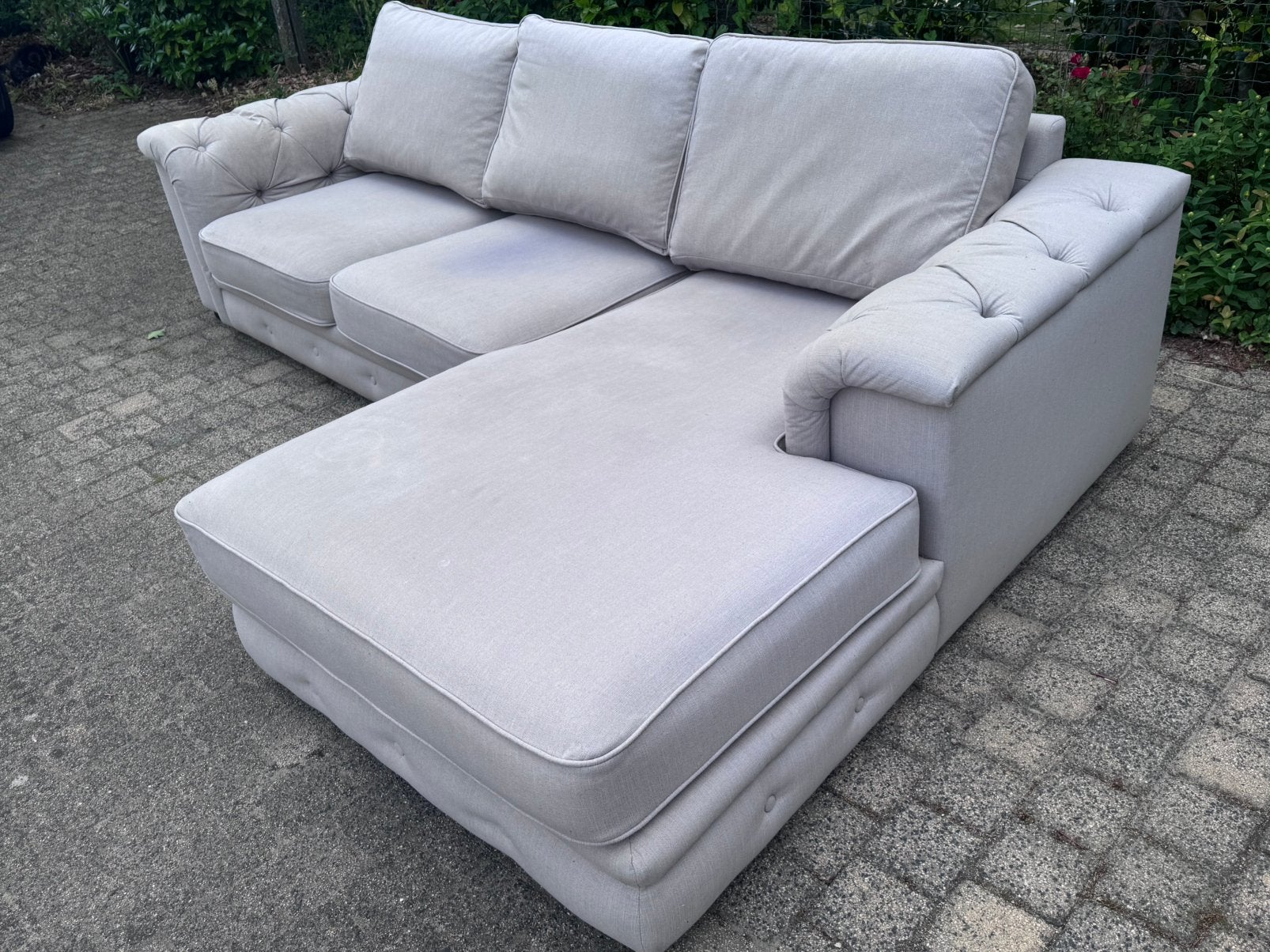 Chaise grise avec chaise longue, Maison & Meubles, Canapés | Sofas & Chaises Longues, Trois personnes, 250 à 300 cm, Landelijk