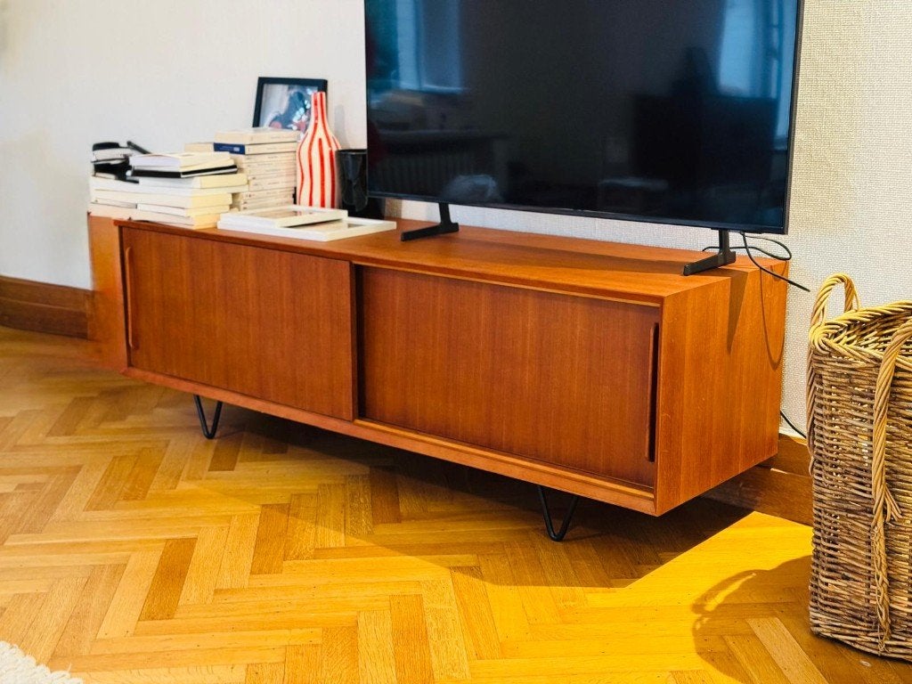 Meuble TV, Maison & Meubles, Teck, 25 à 50 cm, Moins de 100 cm, Vintage