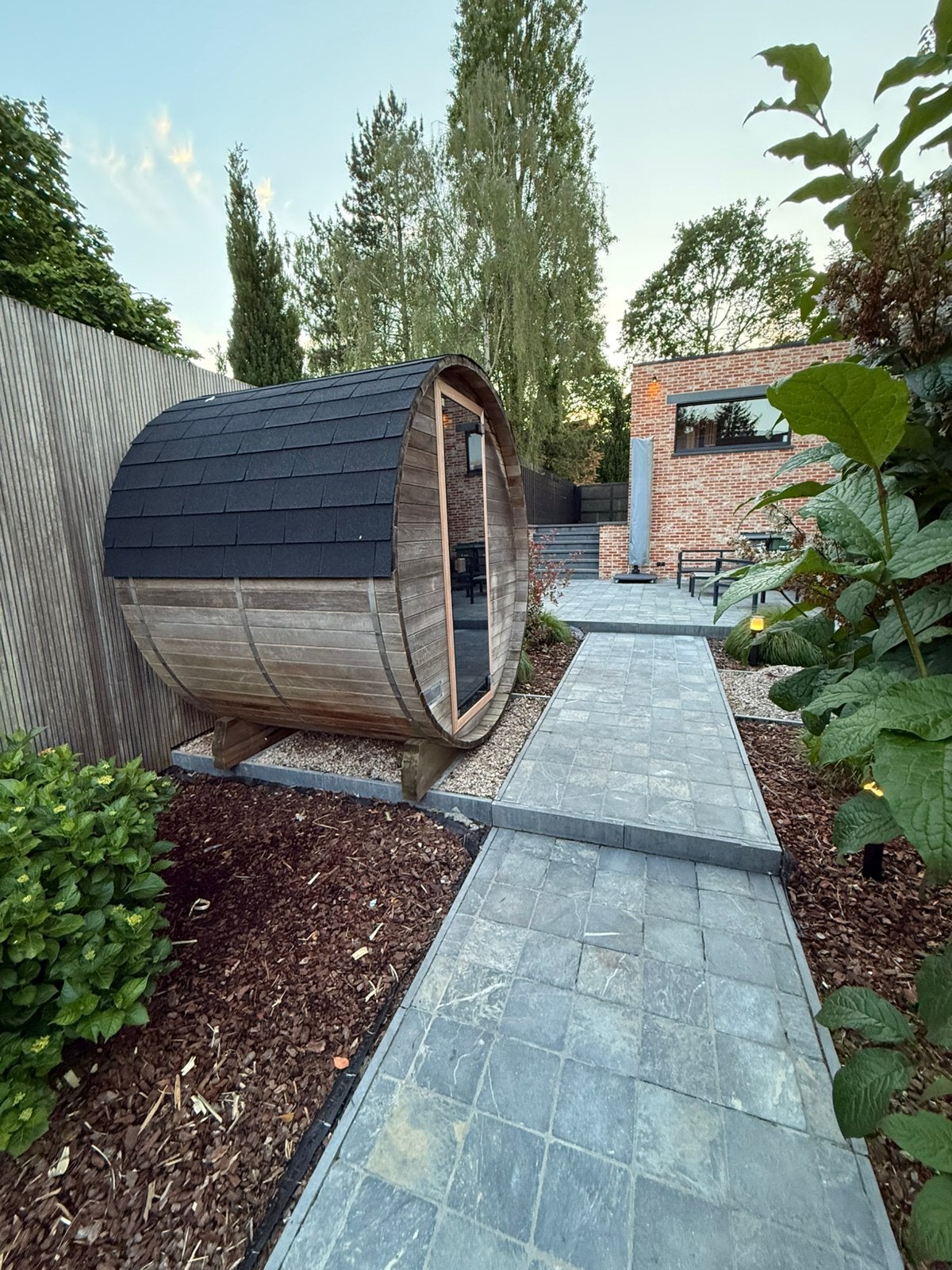 Sauna en tonneau avec poêle Harvia en bois de cèdre, Enlèvement ou Envoi, Comme neuf, Accessoires